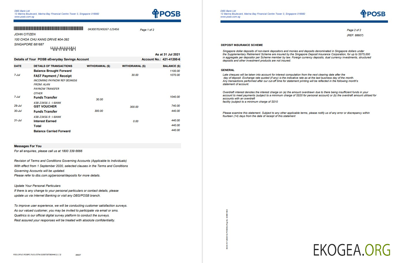 Singapour DBS 2 pages